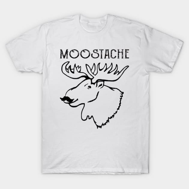 Moose-stache Funny Moose Mustache Artwork Gifts T-Shirt by Jozka